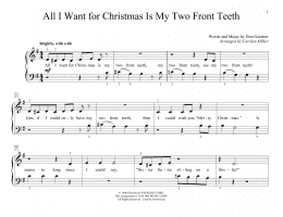 page one of All I Want For Christmas Is My Two Front Teeth (arr. Carolyn Miller) (Educational Piano)