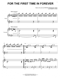page one of For The First Time In Forever (from Frozen) (Piano Duet)
