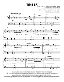 page one of Timber (feat. Ke$ha) (Easy Piano)