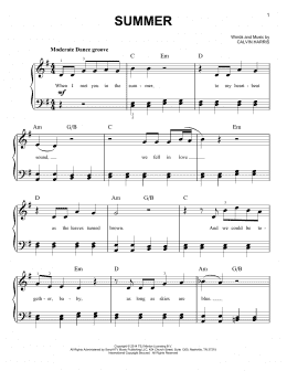 page one of Summer (Easy Piano)