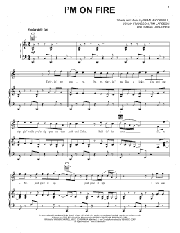 page one of I'm On Fire (Piano, Vocal & Guitar Chords (Right-Hand Melody))