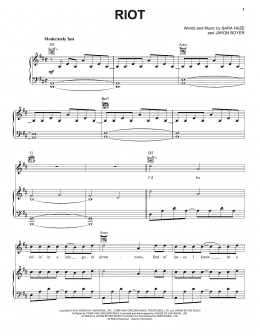 page one of Riot (Piano, Vocal & Guitar Chords (Right-Hand Melody))