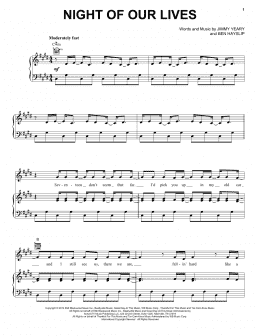 page one of Night Of Our Lives (Piano, Vocal & Guitar Chords (Right-Hand Melody))