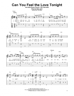 page one of Can You Feel The Love Tonight (from The Lion King) (Easy Guitar Tab)