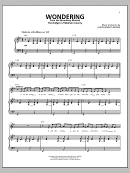 page one of Wondering (from The Bridges of Madison County) (Piano & Vocal)