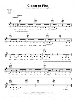 page one of Closer To Fine (Ukulele)