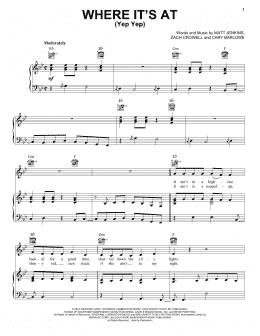 page one of Where It's At (Yep Yep) (Piano, Vocal & Guitar Chords (Right-Hand Melody))
