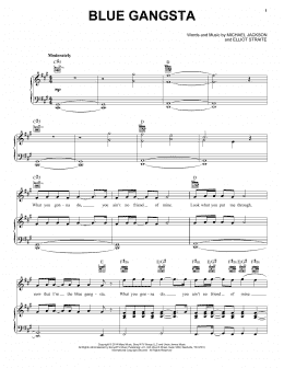 page one of Blue Gangsta (Piano, Vocal & Guitar Chords (Right-Hand Melody))