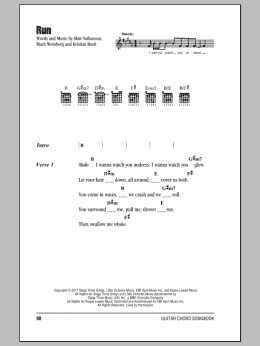 page one of Run (Guitar Chords/Lyrics)
