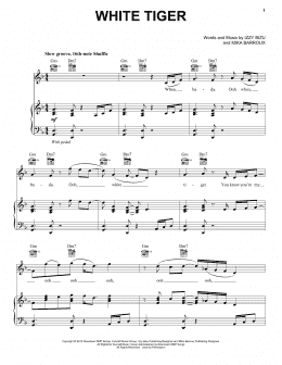 page one of White Tiger (Piano, Vocal & Guitar Chords (Right-Hand Melody))