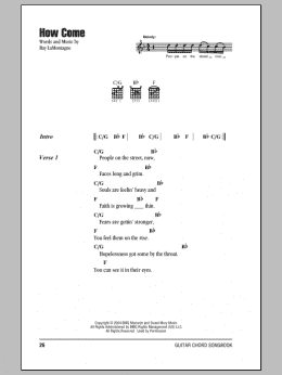 page one of How Come (Guitar Chords/Lyrics)
