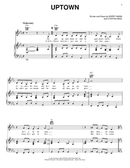 page one of Uptown (Piano, Vocal & Guitar Chords (Right-Hand Melody))