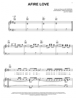 page one of Afire Love (Piano, Vocal & Guitar Chords (Right-Hand Melody))