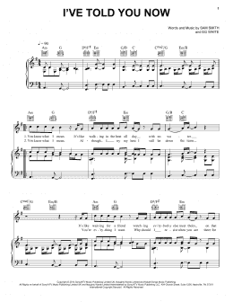 page one of I've Told You Now (Piano, Vocal & Guitar Chords (Right-Hand Melody))