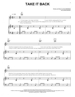 page one of Take It Back (Piano, Vocal & Guitar Chords (Right-Hand Melody))