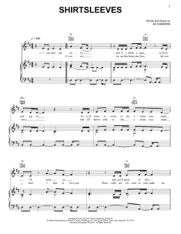 page one of Shirtsleeves (Piano, Vocal & Guitar Chords (Right-Hand Melody))