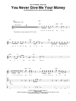 page one of You Never Give Me Your Money (Bass Guitar Tab)