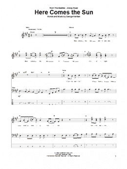 page one of Here Comes The Sun (Bass Guitar Tab)