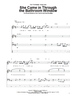 page one of She Came In Through The Bathroom Window (Bass Guitar Tab)