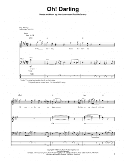 page one of Oh! Darling (Bass Guitar Tab)