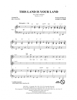 page one of This Land Is Your Land (arr. Jill Gallina) (2-Part Choir)