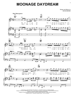 page one of Moonage Daydream (Piano, Vocal & Guitar Chords (Right-Hand Melody))