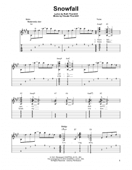 page one of Snowfall (Easy Guitar Tab)