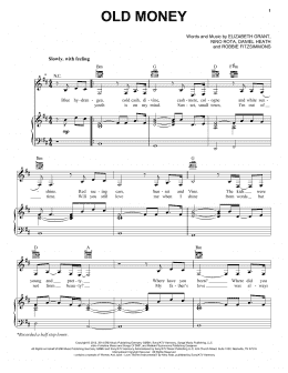 page one of Old Money (Piano, Vocal & Guitar Chords (Right-Hand Melody))