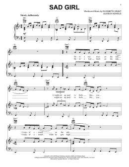 page one of Sad Girl (Piano, Vocal & Guitar Chords (Right-Hand Melody))