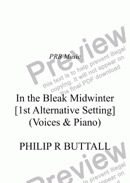page one of In the Bleak Midwinter (1st Alternative Setting)