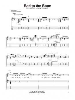 page one of Bad To The Bone (Guitar Tab (Single Guitar))