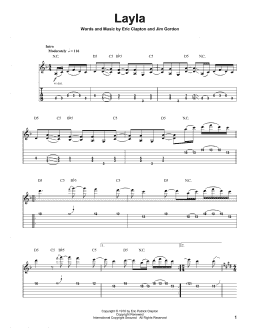 page one of Layla (Guitar Tab (Single Guitar))