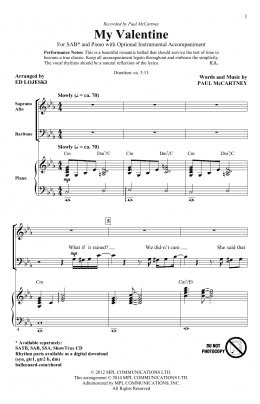 page one of My Valentine (SAB Choir)