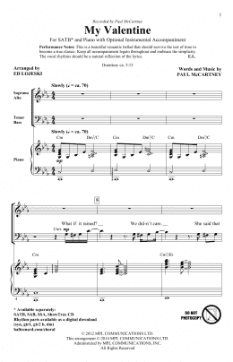 page one of My Valentine (SATB Choir)