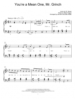 page one of You're A Mean One, Mr. Grinch (Educational Piano)