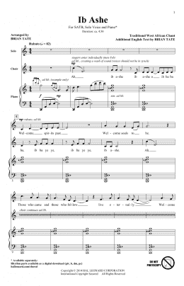 page one of Ib Ashe (SATB Choir)