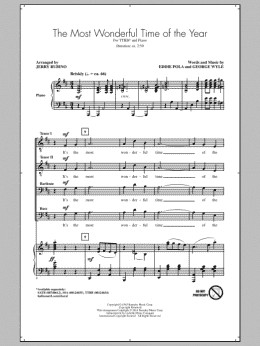 page one of The Most Wonderful Time Of The Year (TTBB Choir)