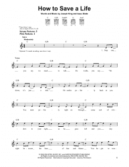 page one of How To Save A Life (Easy Guitar)