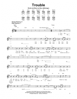 page one of Trouble (Easy Guitar)
