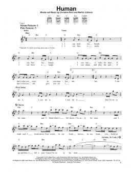 page one of Human (Easy Guitar)