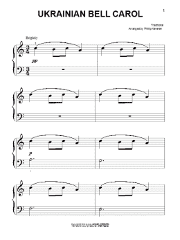page one of Ukrainian Bell Carol (arr. Phillip Keveren) (Beginning Piano Solo)