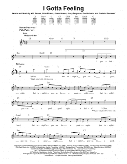 page one of I Gotta Feeling (Easy Guitar)