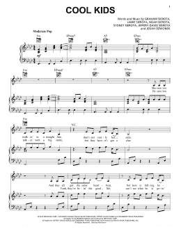 page one of Cool Kids (Piano, Vocal & Guitar Chords (Right-Hand Melody))