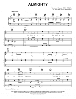 page one of Almighty (Piano, Vocal & Guitar Chords (Right-Hand Melody))
