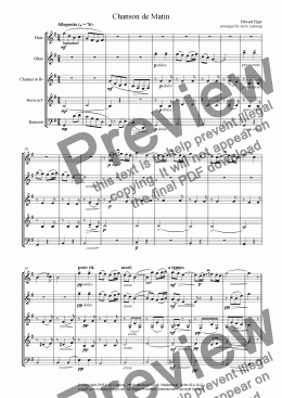 page one of Chanson de Matin - Elgar (wind quintet)