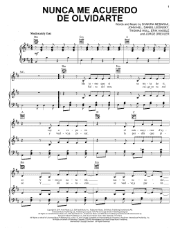 page one of Nunca Me Acuerdo De Olvidarte (Piano, Vocal & Guitar Chords (Right-Hand Melody))