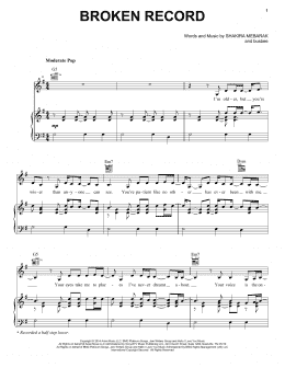 page one of Broken Record (Piano, Vocal & Guitar Chords (Right-Hand Melody))