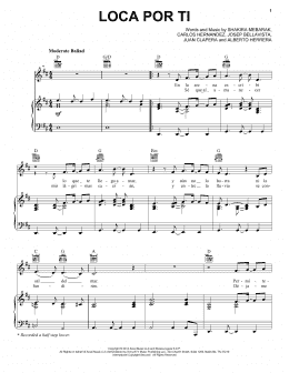 page one of Loca Por Ti (Piano, Vocal & Guitar Chords (Right-Hand Melody))