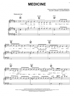 page one of Medicine (Piano, Vocal & Guitar Chords (Right-Hand Melody))