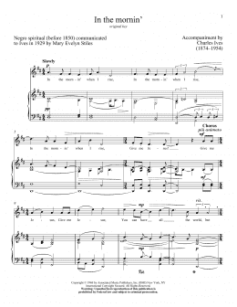 page one of In The Mornin' (Piano & Vocal)